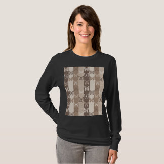 Tan Neutral Earth Butterfly Stripes Design  T-Shirt