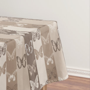 Tan Neutral Earth Butterfly Stripes Design  Tablecloth