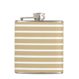 Tan Neutral Stripes Hip Flask