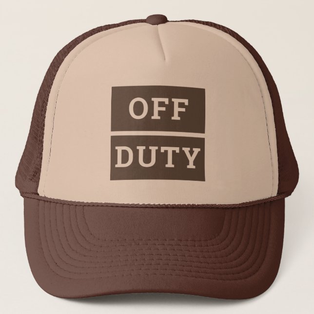 Tan OFF DUTY Trucker Hat (Front)