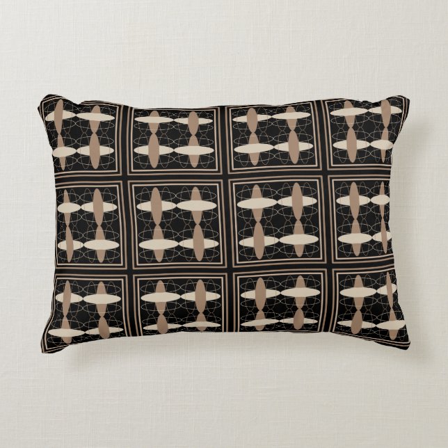 Tan on Black  Decorative Cushion (Front)