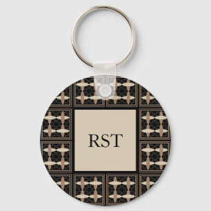 Tan on Black  Key Ring
