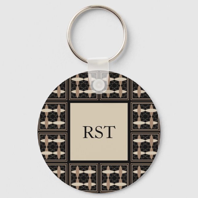 Tan on Black  Key Ring (Front)