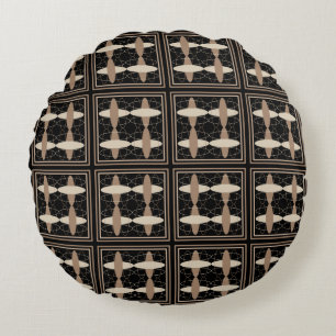 Tan on Black Round Cushion