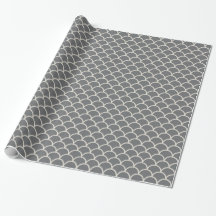 Tan on Grey Scallop Gift Wrapping Paper
