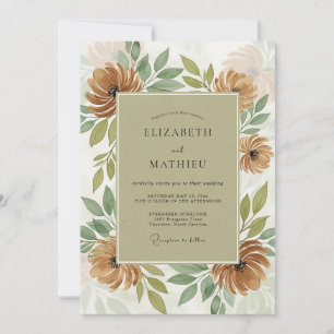 Tan Organic Autumnal Wedding Invitation