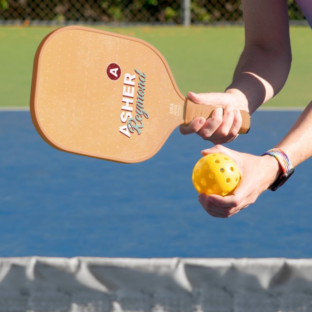 Tan Paddle with Retro Modern Name (Insitu)
