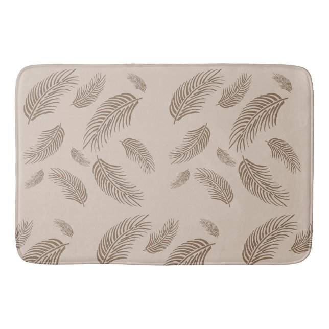 tan palm fronds bath mat (Front)