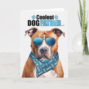 Tan Pit Bull Dog Coolest Dad Father's Day Holiday Card