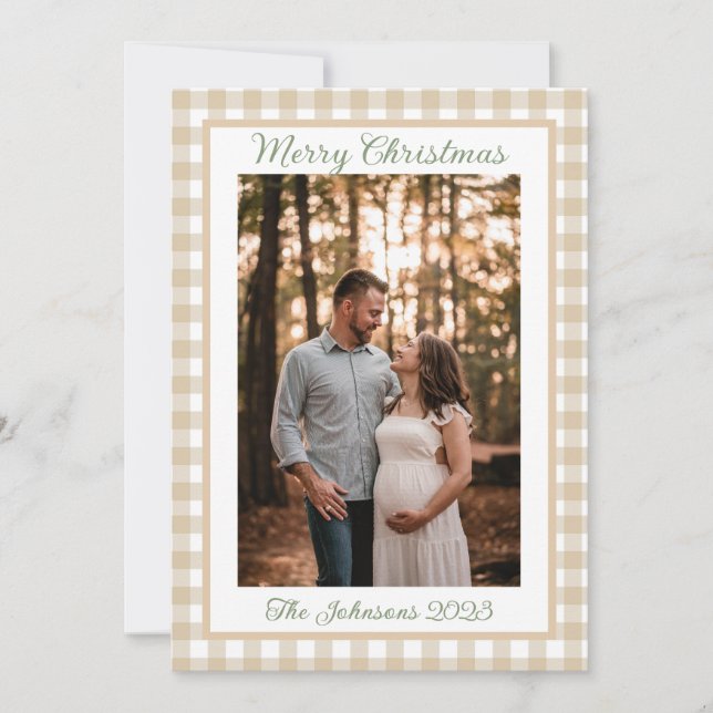 Tan Plaid Christmas Card (Front)