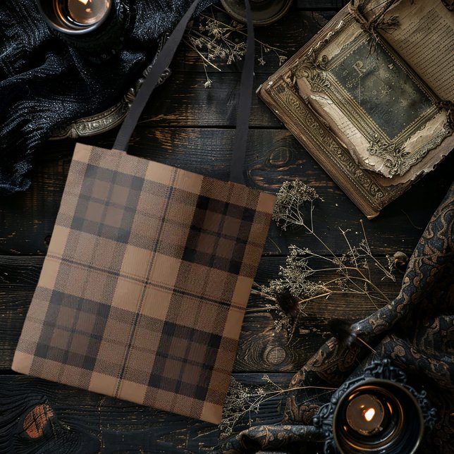 Tan Plaid Dark Academia Tote Bag (Creator Uploaded)