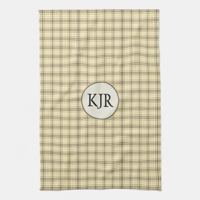 Tan Plaid Tea Towel (Vertical)