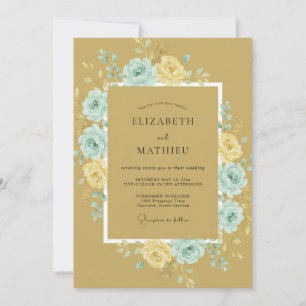Tan Poetic Botanical Wedding Invitation