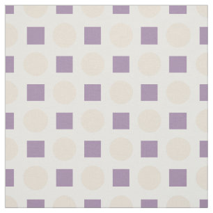 Tan polka dots and lavender squares fabric