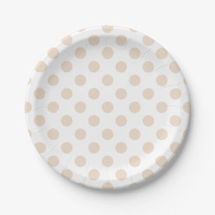 Tan polka dots paper plate