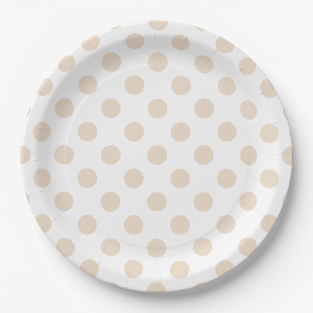 Tan polka dots paper plate (Front)