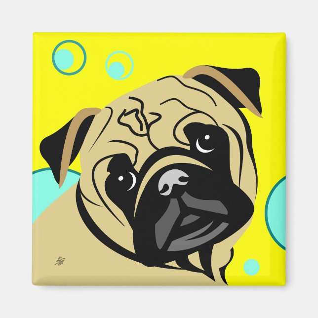 Tan Pug Dog Magnet (Front)