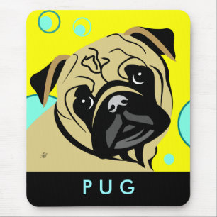 Tan Pug Dog Mouse Mat