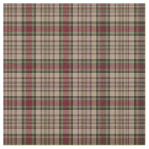 Tan, Red and Green Plaid Fabric