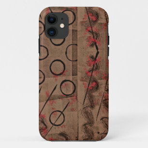 Tan Red Black Abstract iPhone 11 Case