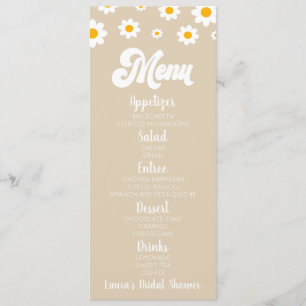 Tan Retro Daisy Flower Bridal Shower Food Menu