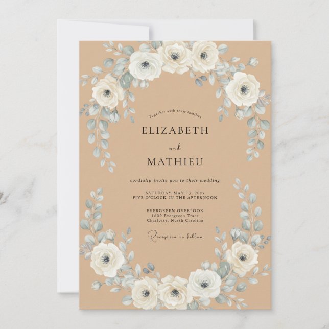 Tan Rustic Bohemian Wedding Invitation (Front)