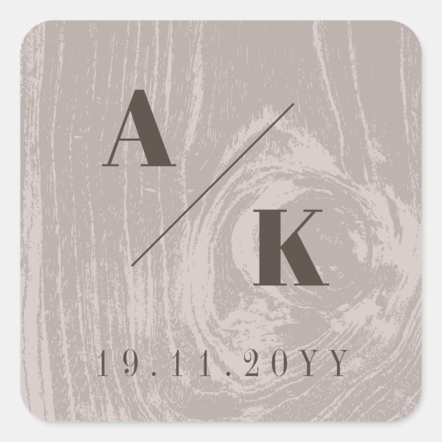 Tan Rustic Woodgrain Texture Autumn Fall Wedding Square Sticker (Front)