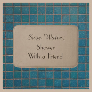 Tan Save Water Funny Plush Bath Mat