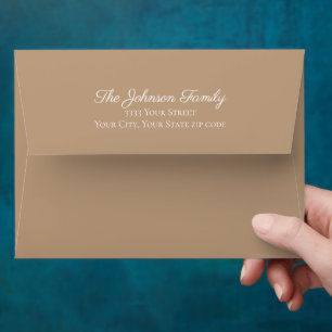 Tan Script Return Address Back Flap Mailing Envelope