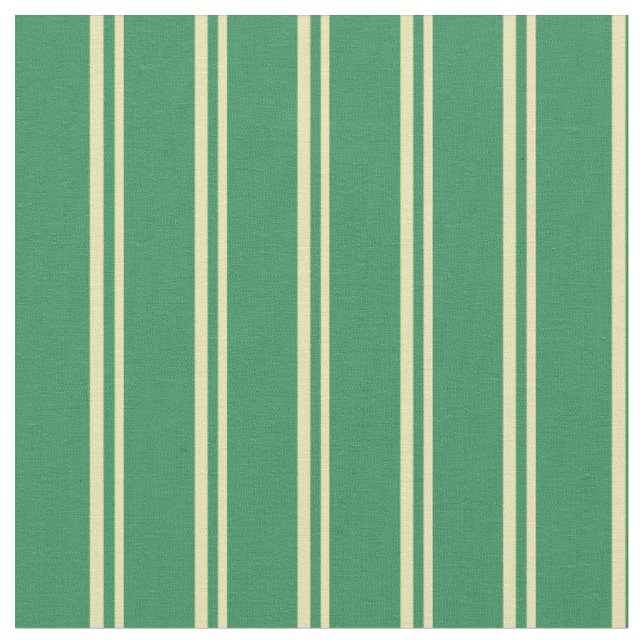 Tan & Sea Green Coloured Lines Fabric (Close Up)