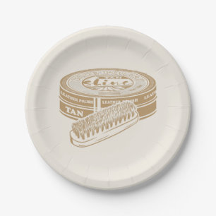 Tan shoepolish tin pop art paper plate
