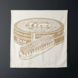 Tan shoepolish tin pop art tapestry<br><div class="desc">A proper illustration of a tin of shoe polish. This she's showing is tan/ brown. The tin of shoe polish is drawn with a polishing brush.</div>