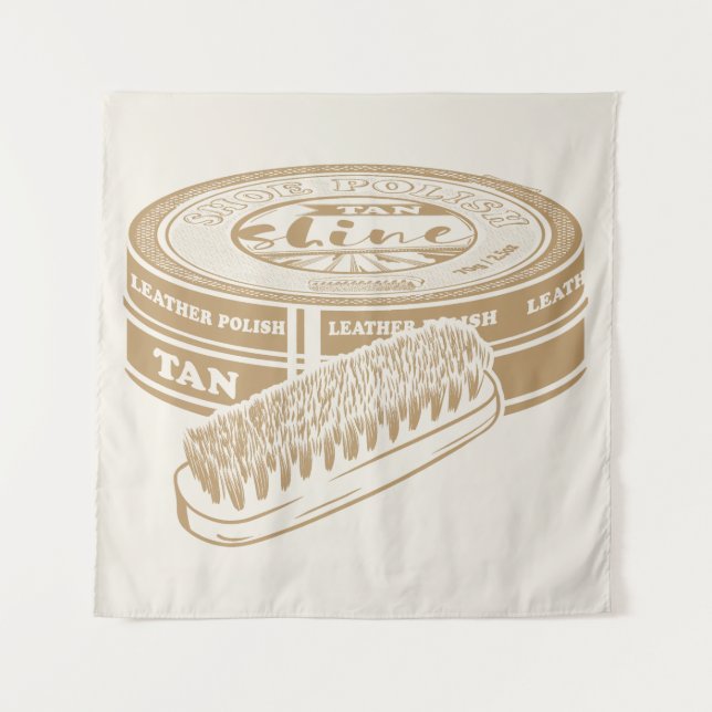 Tan shoepolish tin pop art tapestry (Front)