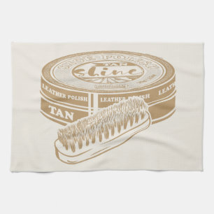 Tan shoepolish tin pop art tea towel
