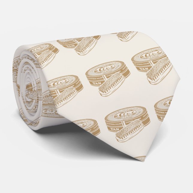 Tan shoepolish tin pop art tie (Rolled)
