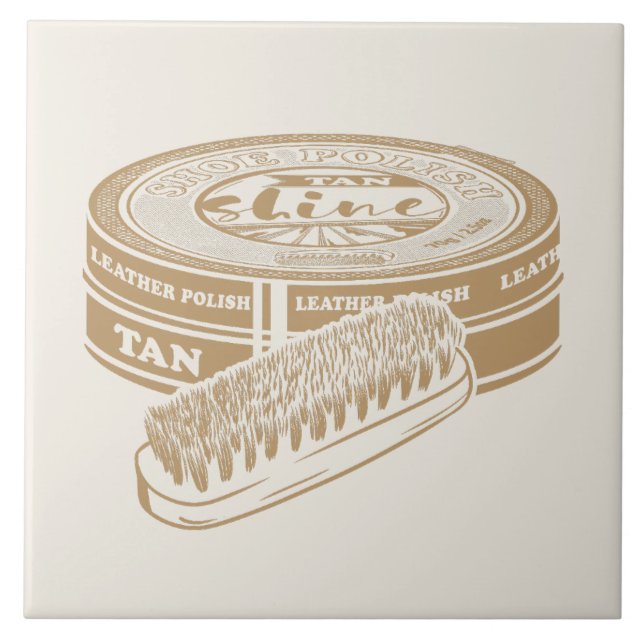 Tan shoepolish tin pop art tile (Front)
