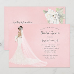 Tan Skin Bride in Lace Gown Elegant Bridal Shower Invitation