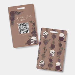 Tan Skull Pay for Bride’s Drink QR Badge ID Badge