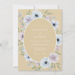 Tan Soft Botanical Spring Wedding Invitation