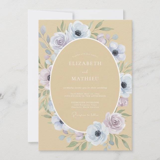 Tan Soft Botanical Spring Wedding Invitation (Front)