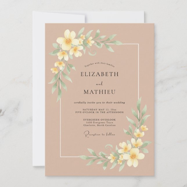 Tan Sophisticated Spring Wedding Invitation (Front)