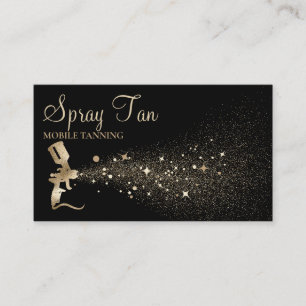 Tan Spray Bottle Sparkling Gold Business Card
