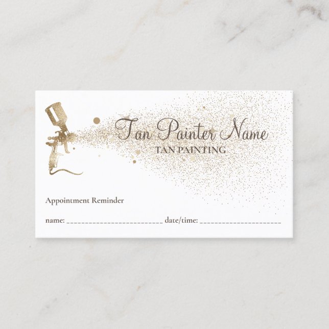 Tan Spray Sparkling Gold Appointment Business Card (Front)