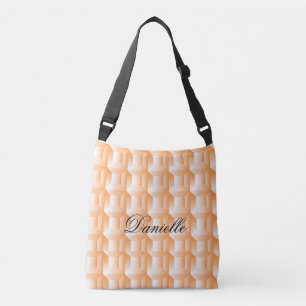 Tan square pattern crossbody bag
