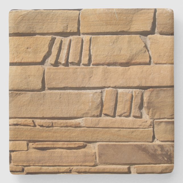 Tan Stone Textured Wall, Square coaster (Front)