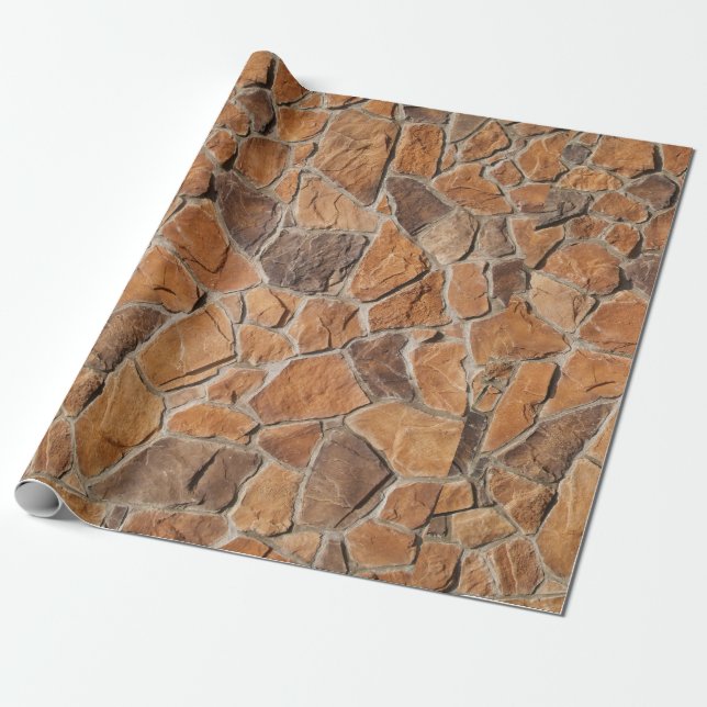 Tan Stone Wall Wrapping Paper (Unrolled)