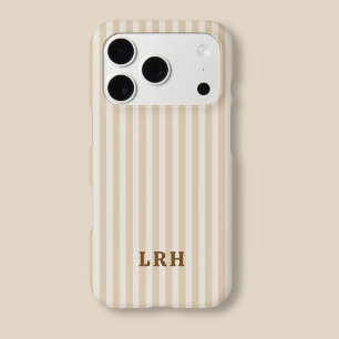 Tan Stripe Vintage Design Tiny Initials Monogram