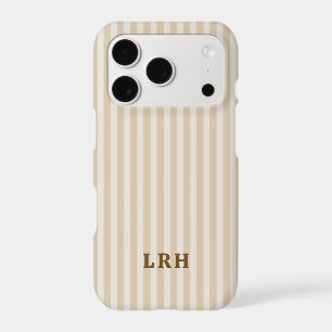 Tan Stripe Vintage Design Tiny Initials Monogram