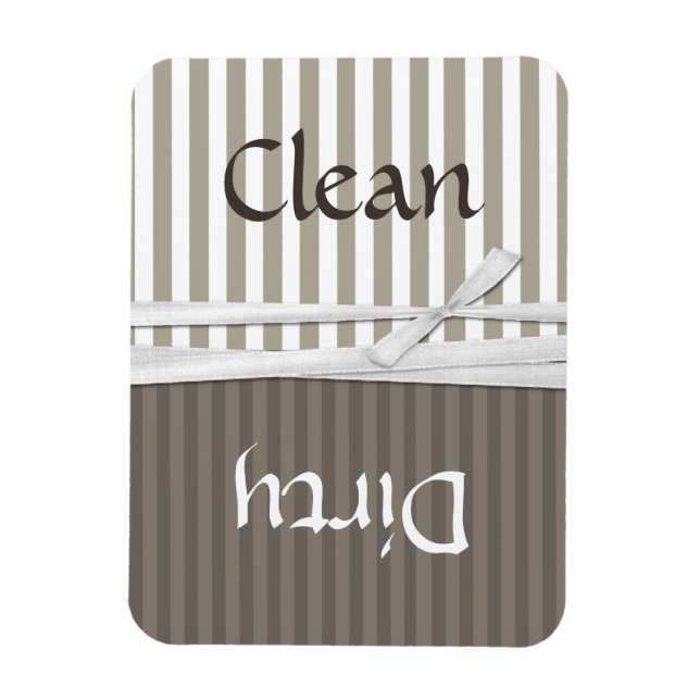 Tan Striped Dishwasher Clean and Dirty Magnet (Vertical)