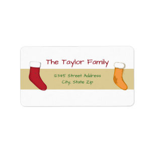 Tan Stripes Stocking - Address Label